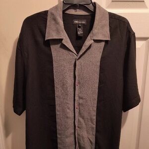 Jones New York Signature Bruno Style Black & Gray Button Up Short Sleeve Shirt
